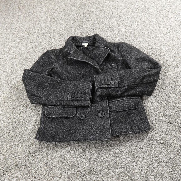 J Crew Jacket Womens 2 Gray Wool Blend Double Breasted Peacoat Blazer Sport Coat - Picture 2 of 10